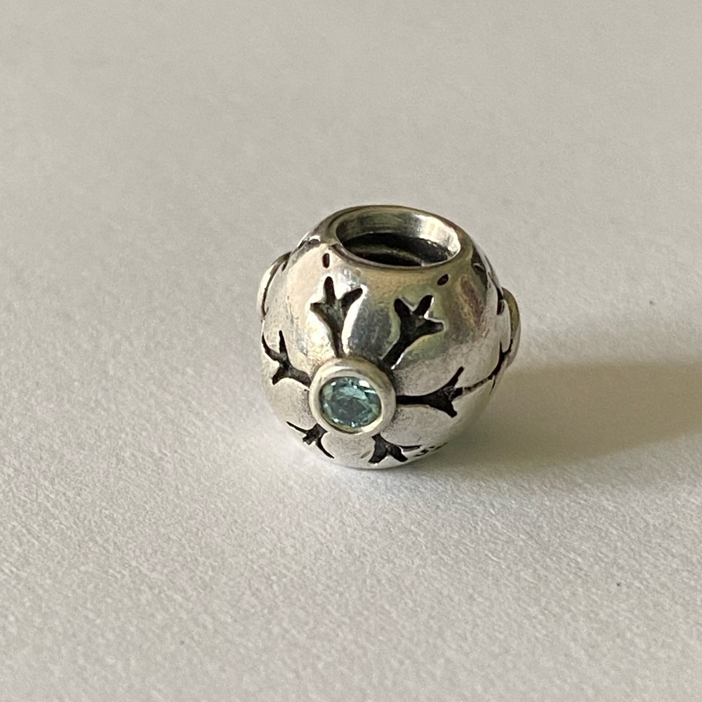 Pandora Retired Snowflake Charm Blue CZ Accents